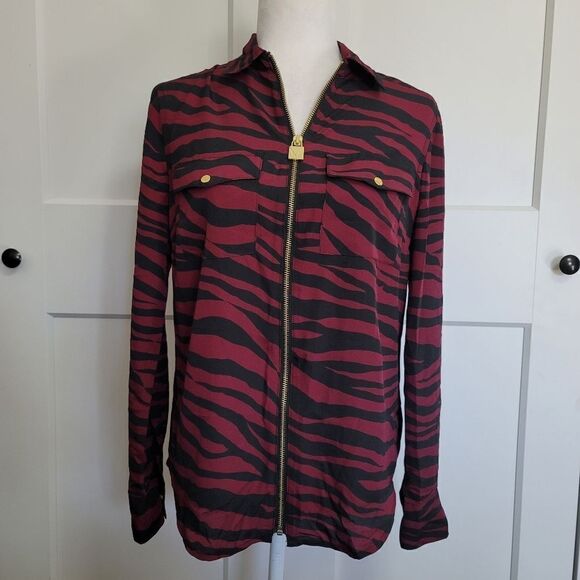 Michael Michael kors womens full-zip tiger striped small blouse - Picture 5 of 11